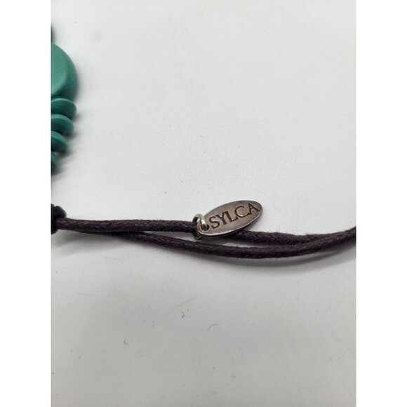 SYLCA DESIGNS Multi Strand Colorful Turquoise Wood Block Adjustable Necklace - Picture 5 of 6